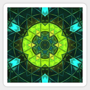 Mosaic Kaleidoscope Flower Green and Blue Sticker